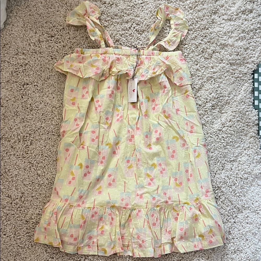 Pink Chicken Yellow and Pink Floral Kids Dress